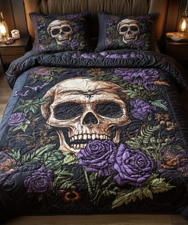 Gothic Bloom 3-Piece Quilted Bedding Set