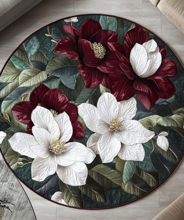 Graceful Magnolia Quilted Round Mat