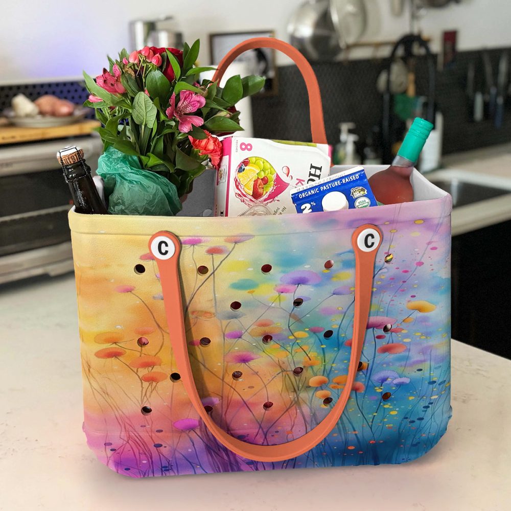 Vibrant Flower Art Tote Bag - Durable, Stylish & Waterproof For Everyday Use - Image 4