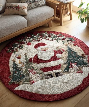 Grand Santa Claus Quilted Round Mat
