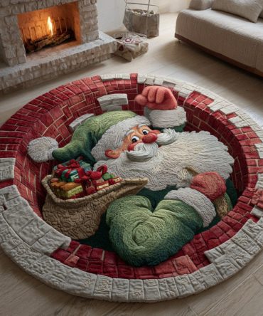 Green Santa Claus Deception Quilted Round Mat