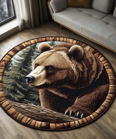 Grizzly Bear Quilted Round Mat