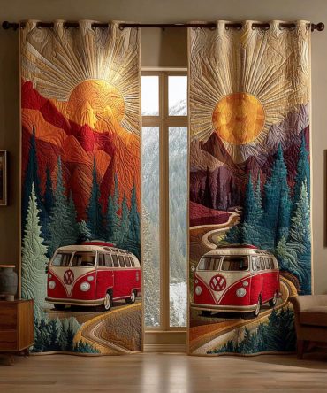 Groovy Van Sunset Quilted Curtains