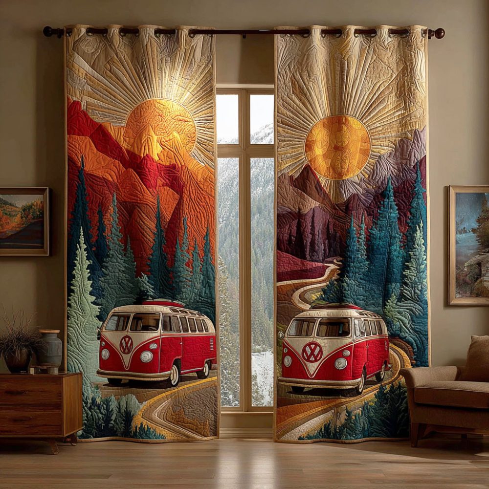 Groovy Van Sunset Quilted Curtains