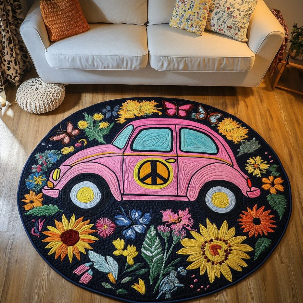 Groovy Wheels Quilted Round Mat