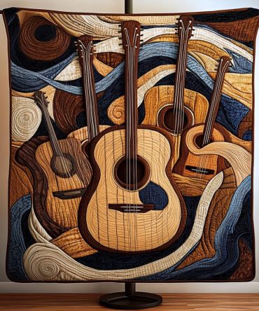 Guitar Flow Quilted Blanket