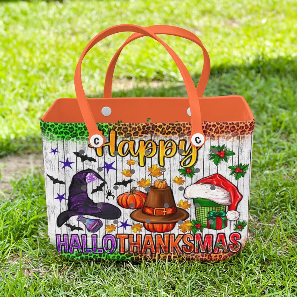 Festive Hallothankmas Tote Bag – Halloween, Thanksgiving & Christmas Design - Image 2