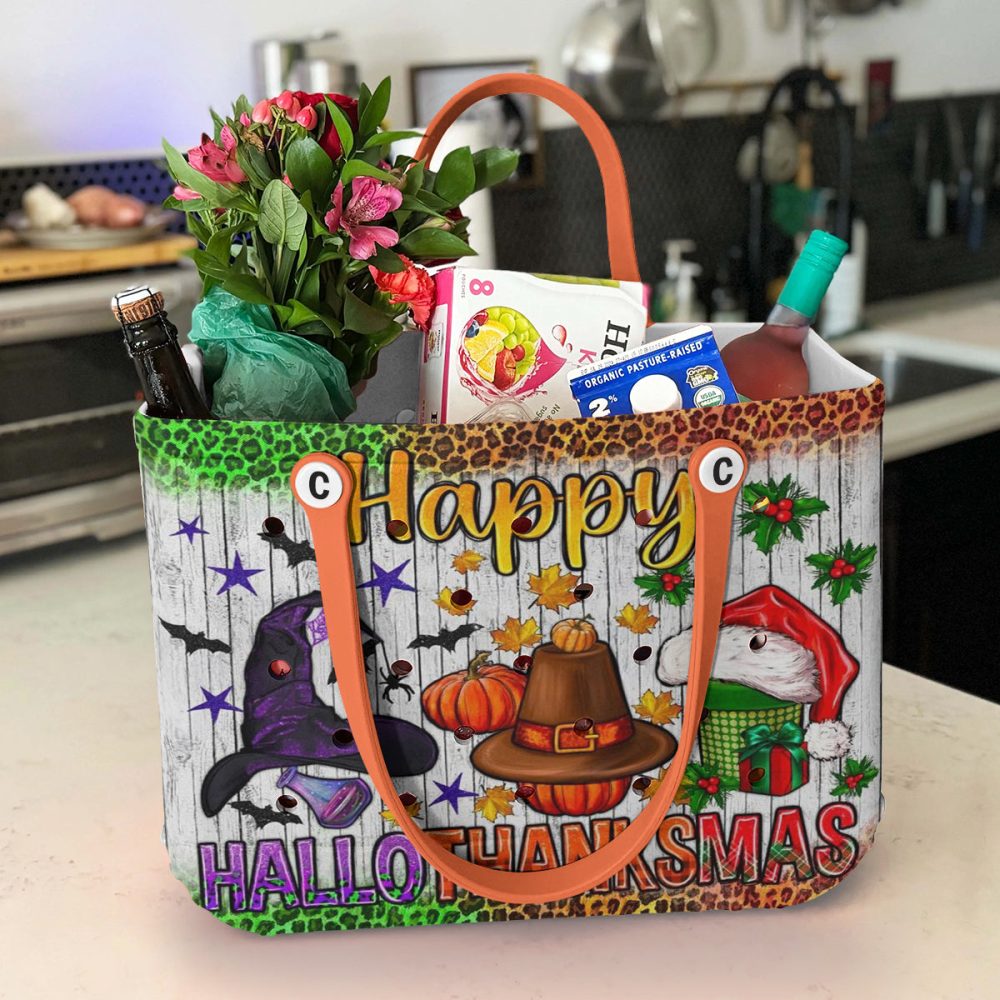 Festive Hallothankmas Tote Bag – Halloween, Thanksgiving & Christmas Design - Image 4
