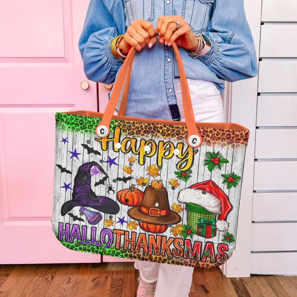 Festive Hallothankmas Tote Bag – Halloween, Thanksgiving & Christmas Design - Image 5
