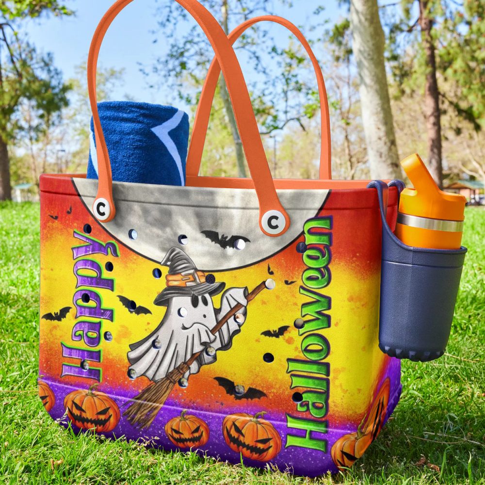 Spooky Halloween Tote Bag - Witchy Ghost Design, Festive & Fun - Perfect For Trick-Or-Treating & Fall Outings! - Image 3
