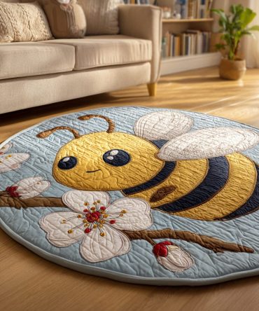 Happy Bee Quilted Round Mat