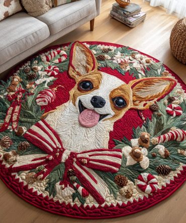 Happy Chihuahua Quilted Round Mat