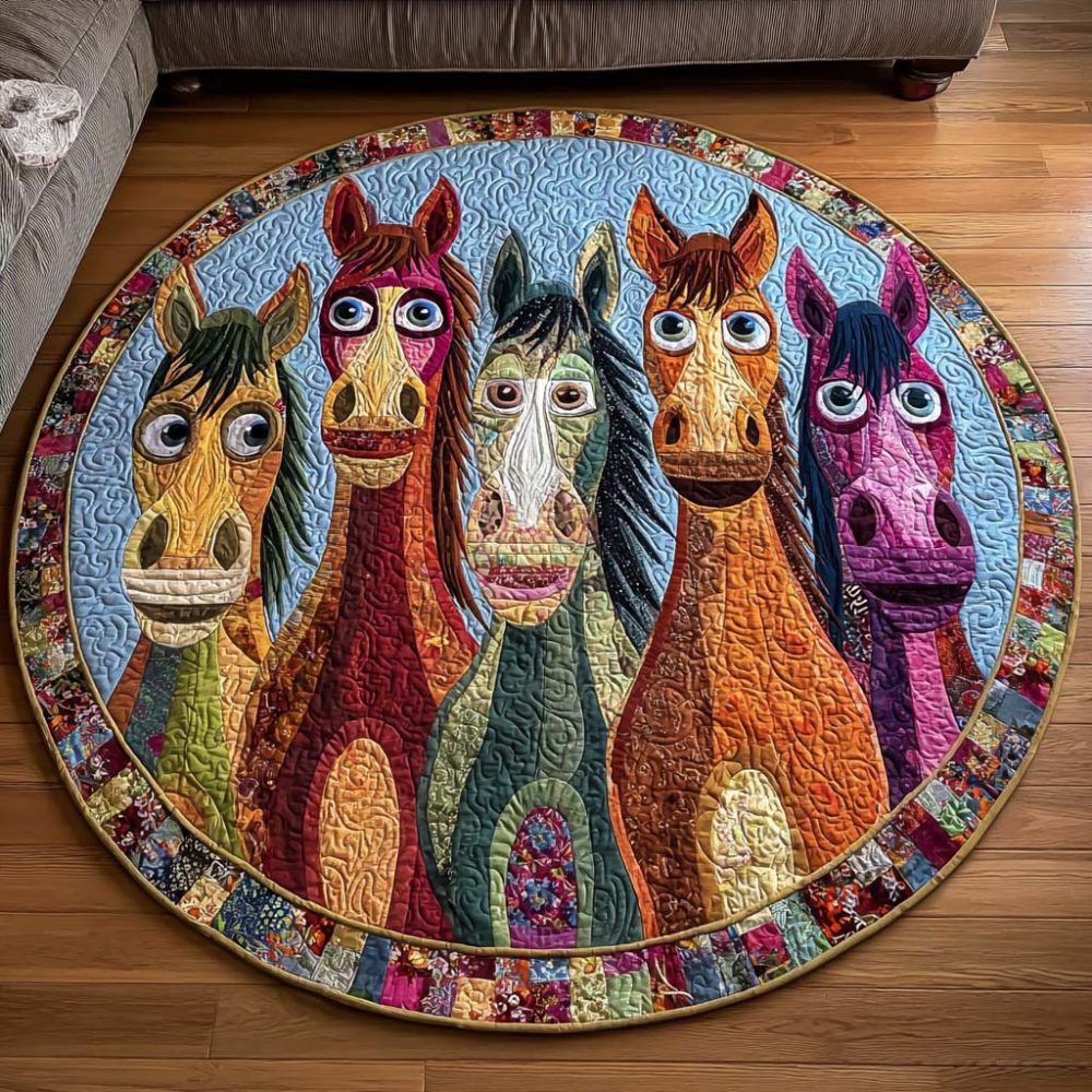 Happy Horses Quilted Round Mat