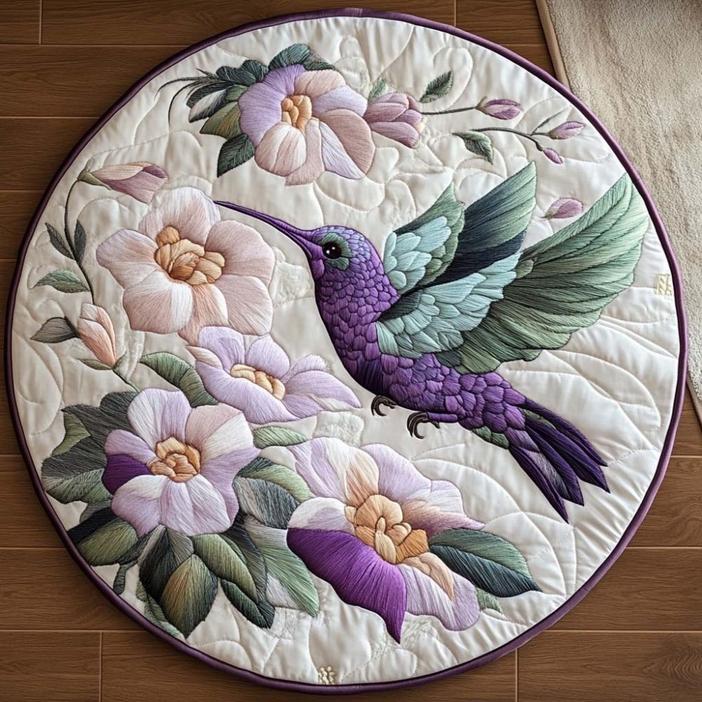 Happy Hummer Meadow Quilted Round Mat