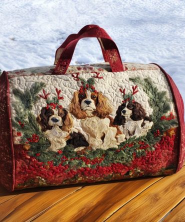 Happy Spaniel Quilted Duffle Bag