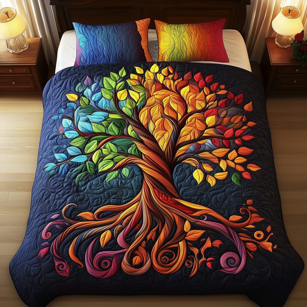 Harmony Tree 3-Piece Quilted Bedding Set