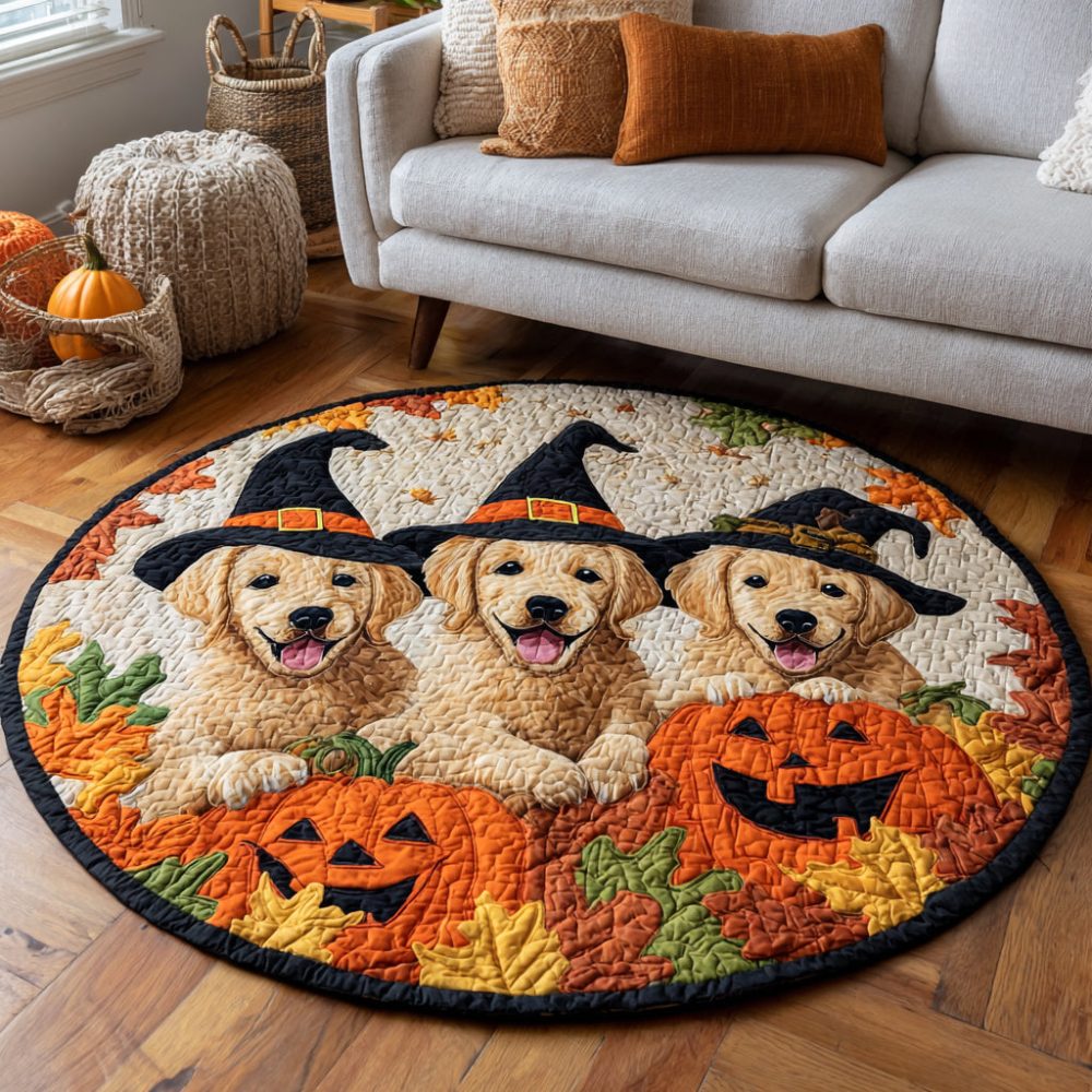 Harvest Golden Retriever Quilted Round Mat