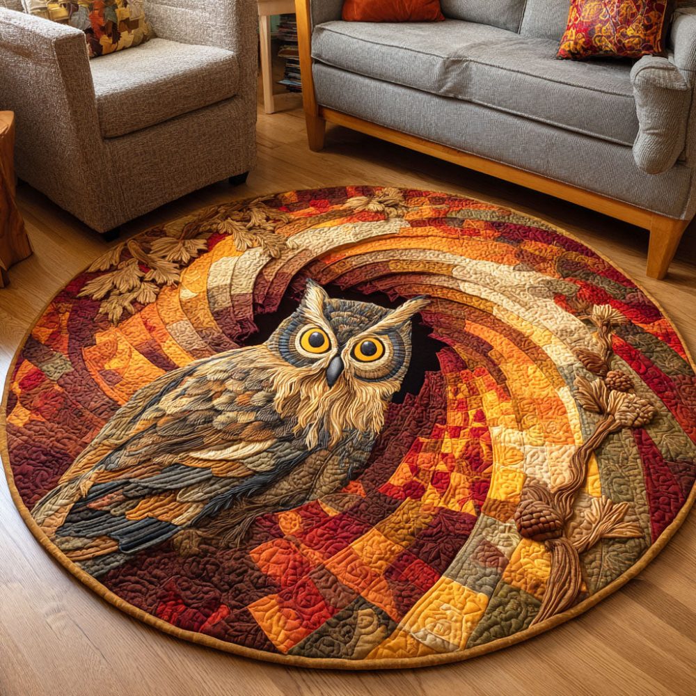 Harvest Owl Quilted Round Mat