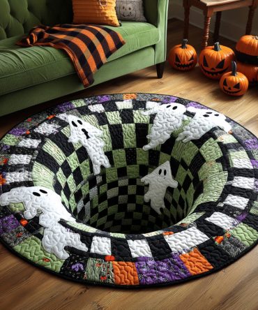 Haunted Whirl Quilted Round Mat