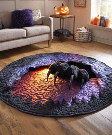 Haunted Cat Quilted Round Mat