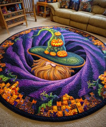 Haunted Gnome Quilted Round Mat
