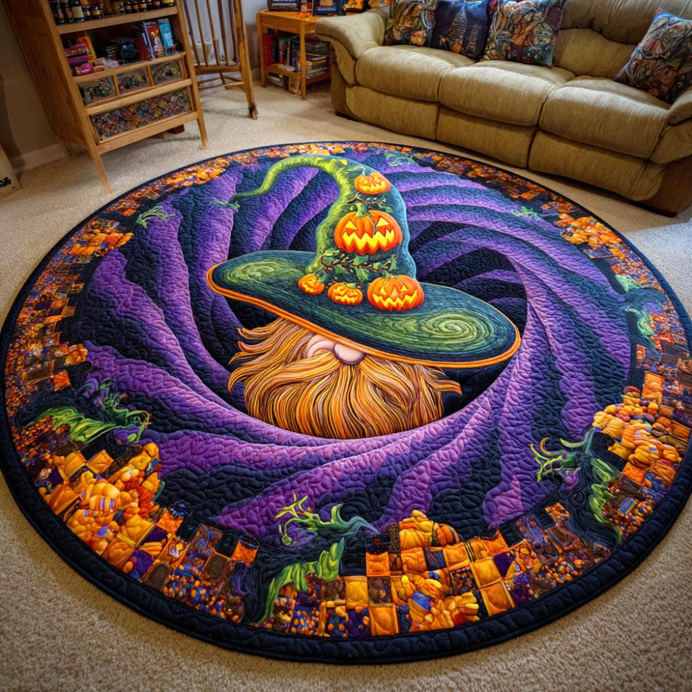 Haunted Gnome Quilted Round Mat