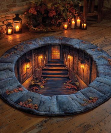 Haunted Lantern Cellar Quilted Round Mat