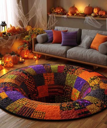 Haunted Patch Quilted Round Mat