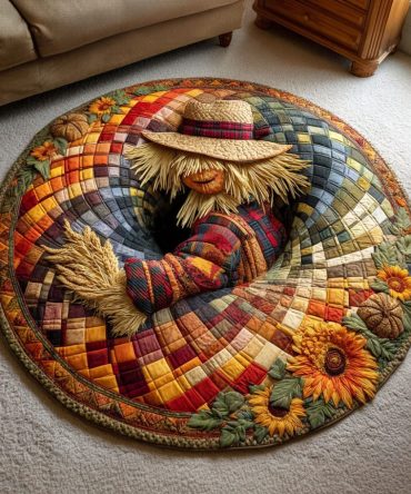 Haunted Scarecrow Quilted Round Mat