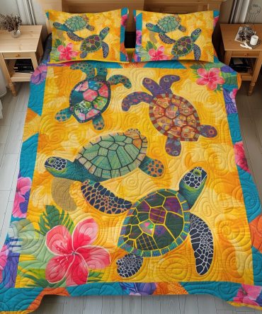 Hawaii Turtle 3-Piece Quilted Bedding Set