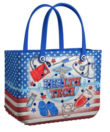 Patriotic Health Tech Tote Bag - Stylish Medical-Themed Handbag With Usa Flag Design