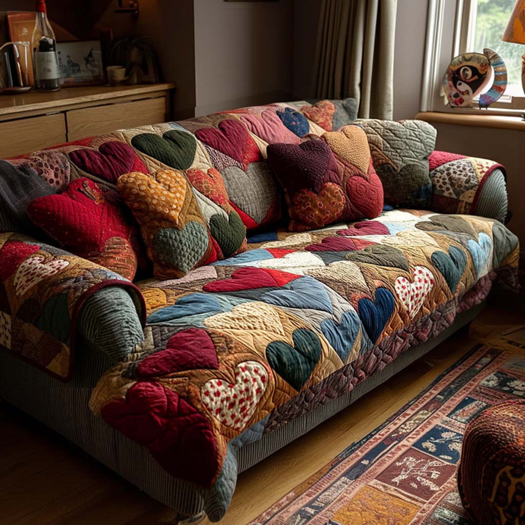 Heart Dream Quilted Sofa Cover