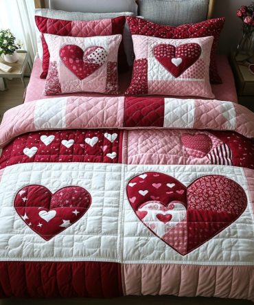 Heart To Heart 3-Piece Quilted Bedding Set