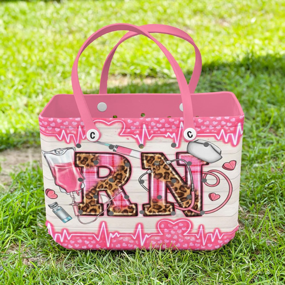Stylish Rn Tote Bag - Perfect Gift For Nurses , Trendy Pink & Leopard Print Design - Image 2