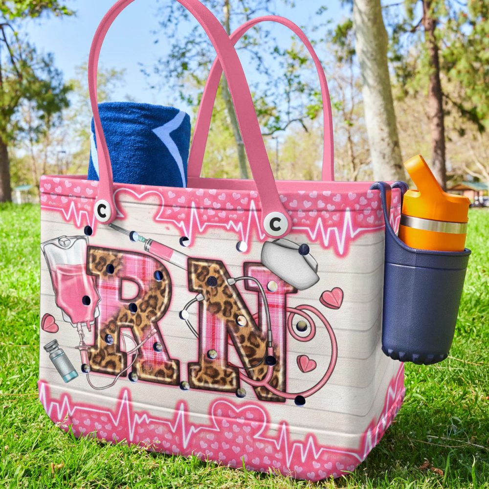Stylish Rn Tote Bag - Perfect Gift For Nurses , Trendy Pink & Leopard Print Design - Image 3