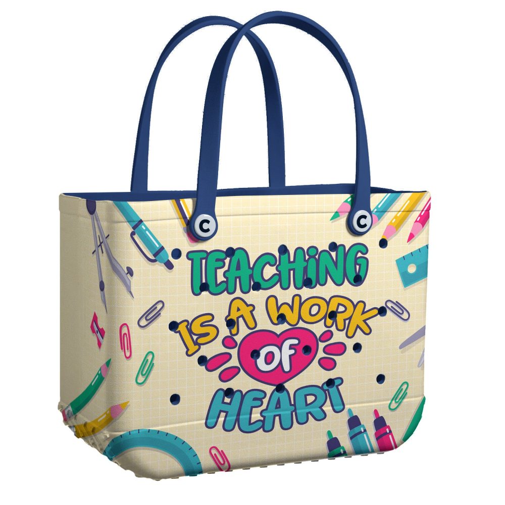 Teaching Tote Bag - 'Teaching Is A Work Of Heart' Design - Perfect Gift For Educators!