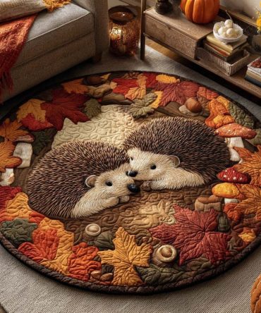 Hedgehog Hideaway Quilted Round Mat