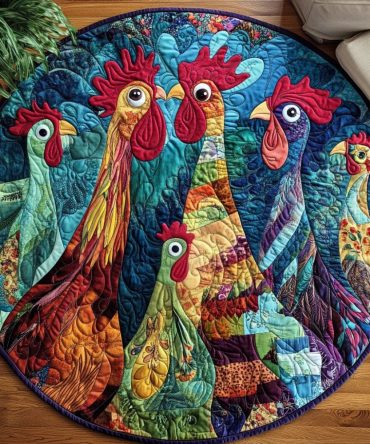 Henhouse Harmony Quilted Round Mat