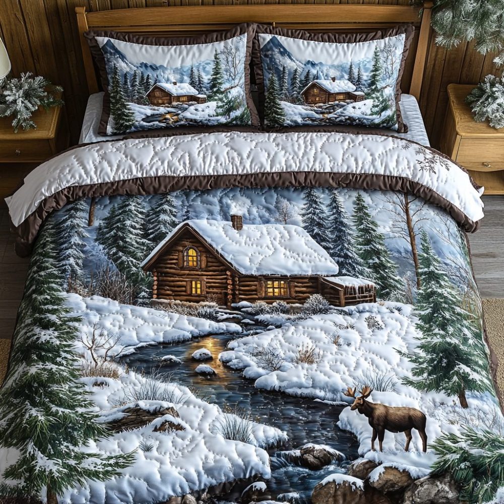 Heritage Log Cabin 3-Piece Quilted Bedding Set