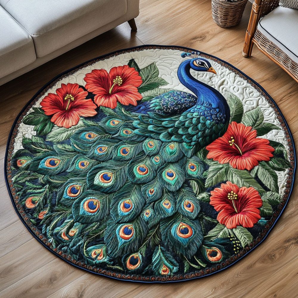 Hibiscus Harmony Quilted Round Mat