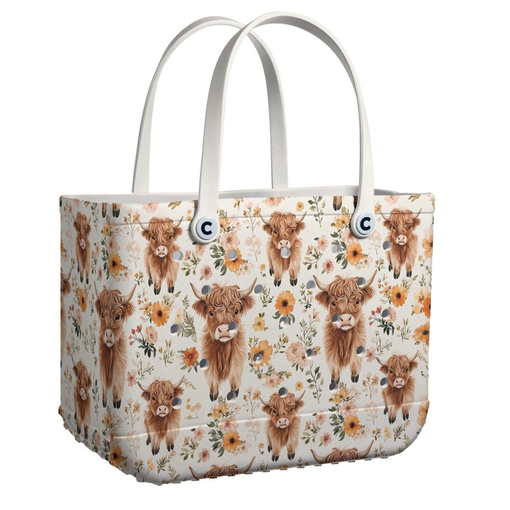 Charming Highland Cow Print Tote Bag - Stylish & Spacious Eco-Friendly Shopper