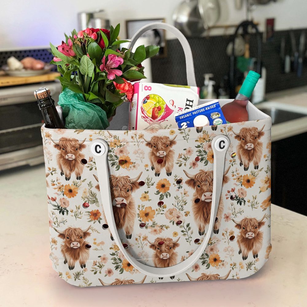 Charming Highland Cow Print Tote Bag - Stylish & Spacious Eco-Friendly Shopper - Image 5