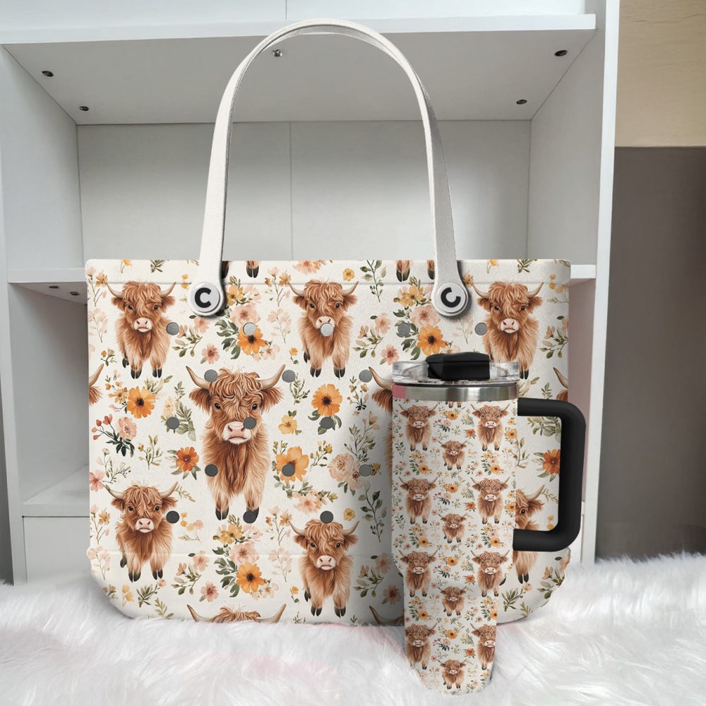 Charming Highland Cow Print Tote Bag - Stylish & Spacious Eco-Friendly Shopper - Image 2