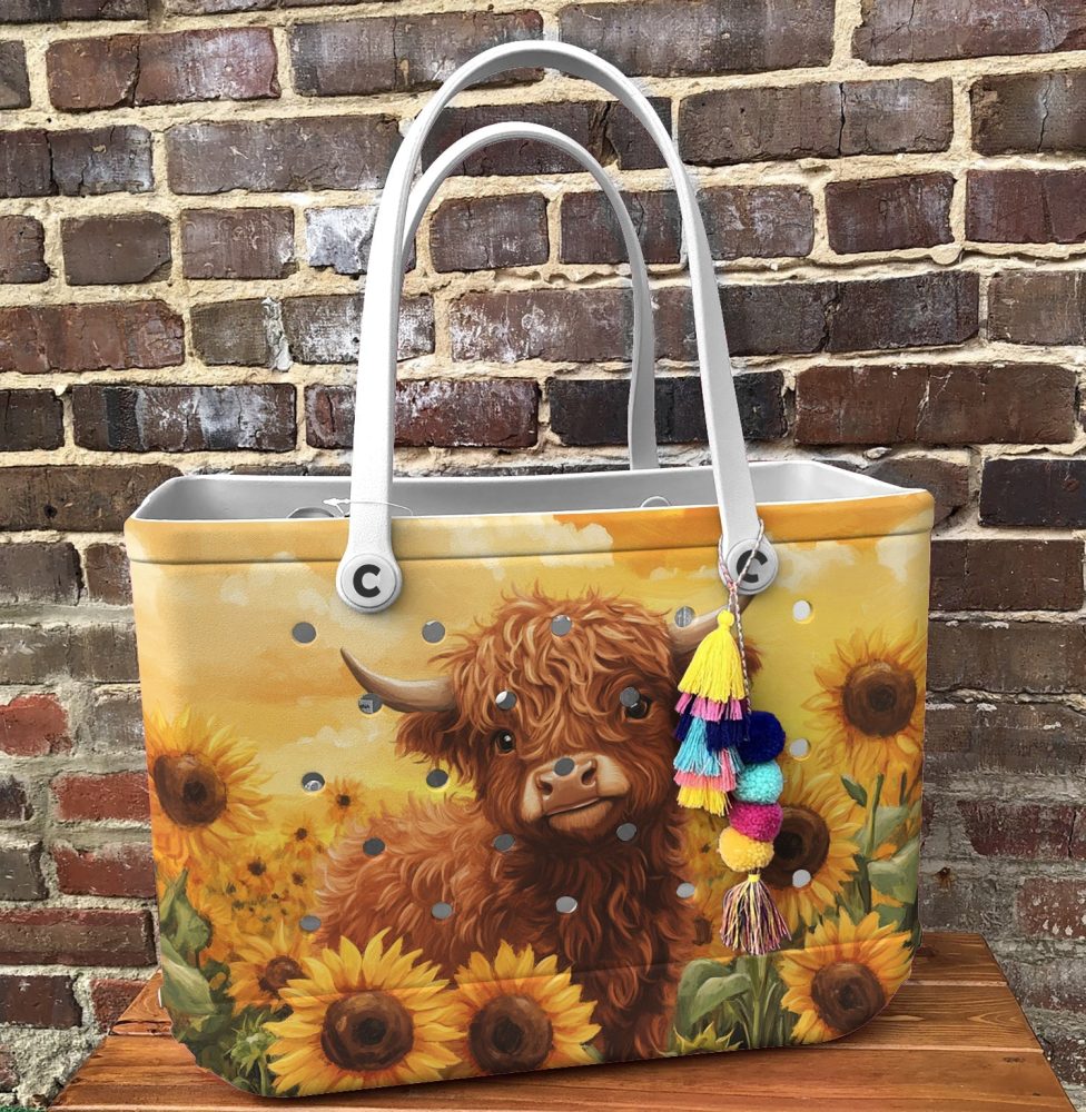 Charming Highland Cow Tote: Sunflower Field Design - Durable & Stylish Bag For All Seasons - Image 6