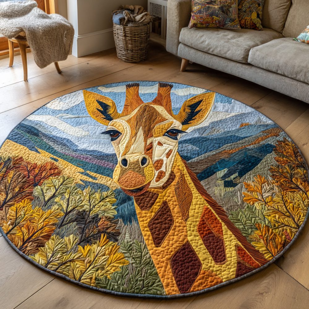 Highland Giraffe Quilted Round Mat
