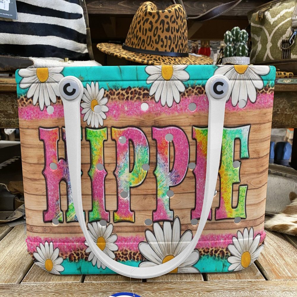 Retro Hippie Tote Bag With Daisies - Colorful Boho Handbag For Stylish Adventures - Image 6