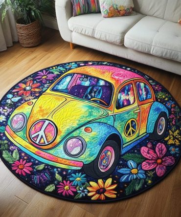 Hippie Bloom Quilted Round Mat