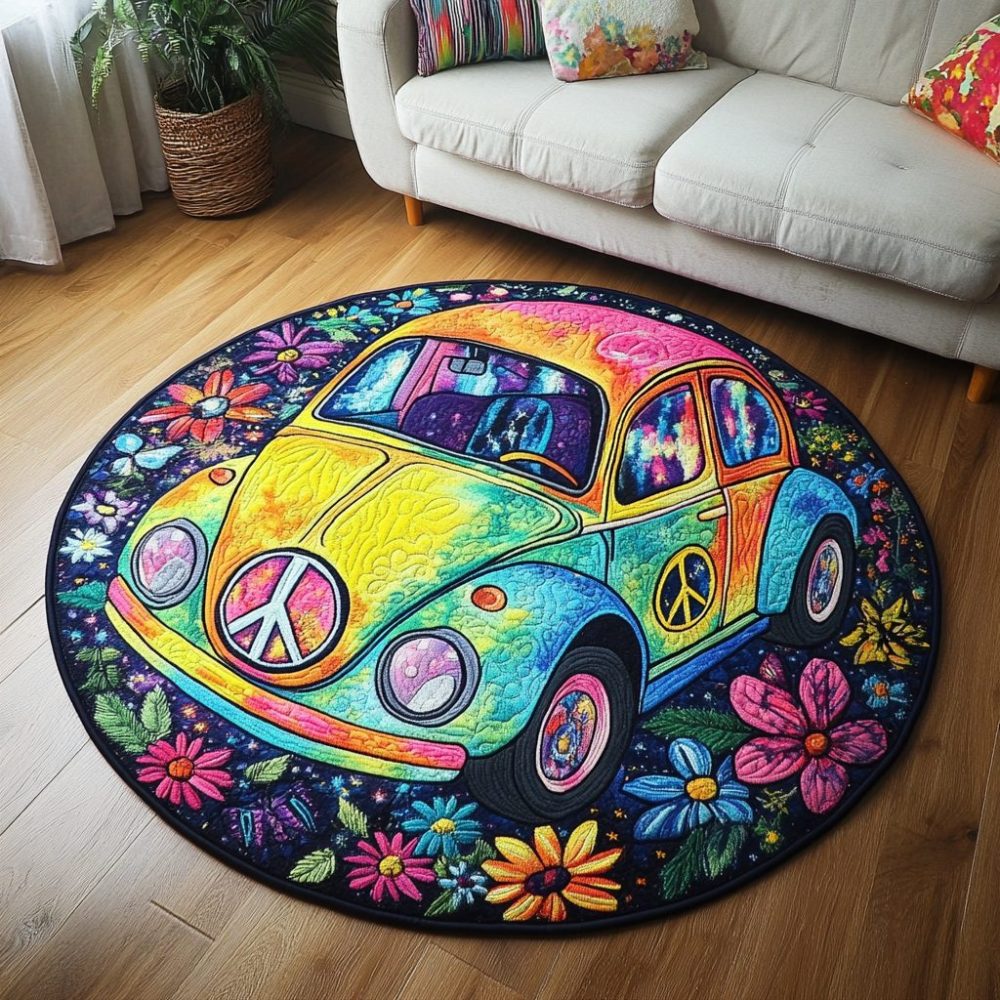 Hippie Bloom Quilted Round Mat