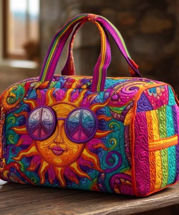 Hippie Happy Sun Quilted Duffle Bag