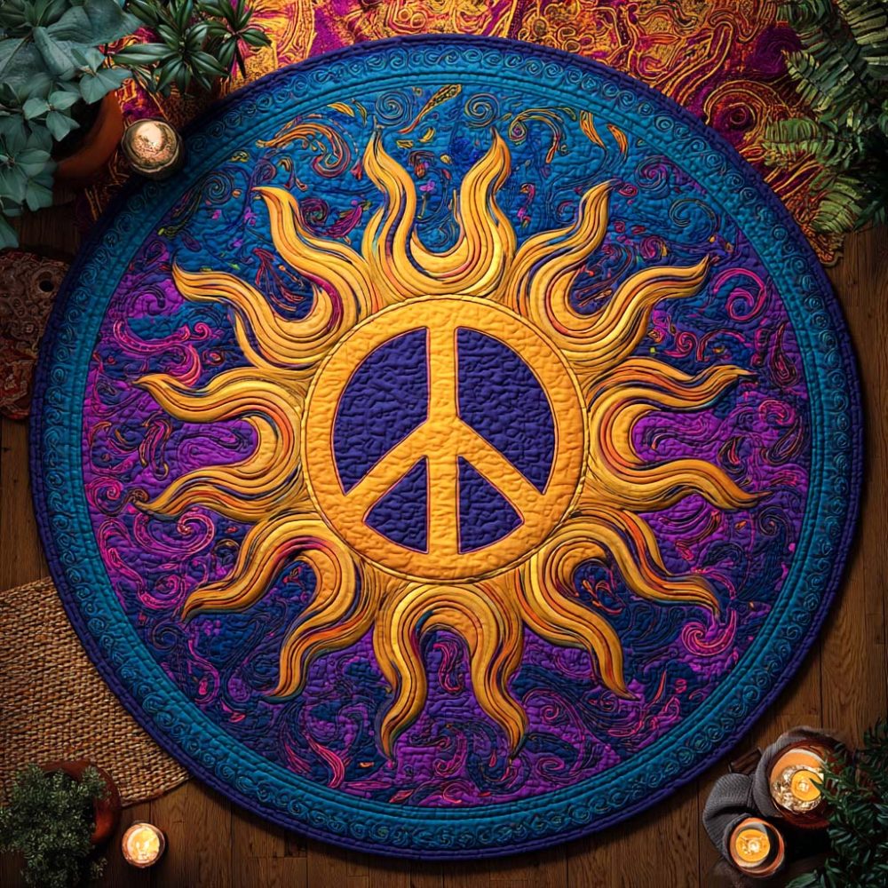 Hippie Sunburst Quilted Round Mat